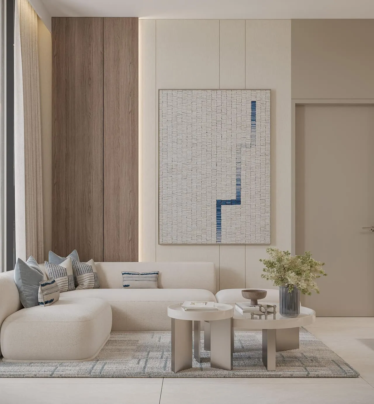 Living room lounge seating finishing example at Linea by Holm.